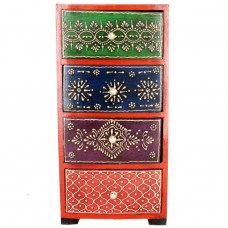 Jewelry Box Traditional Wooden Antique Hand Painted 4 Drawer Chest - 20   263878816774